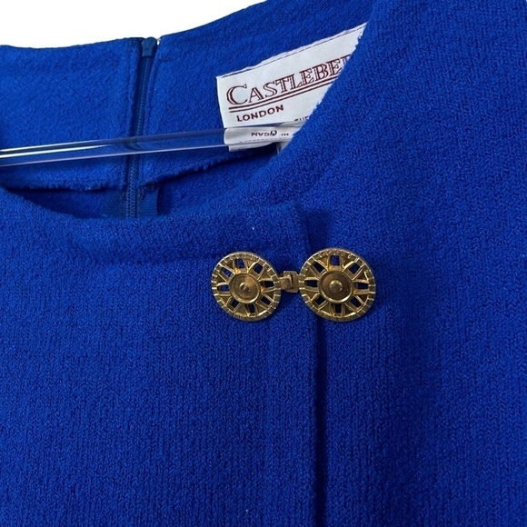 Vtg Castleberry Santana Knit Clasp Cardigan Sweater Royal Blue Gold Size 18 - Picture 4 of 9